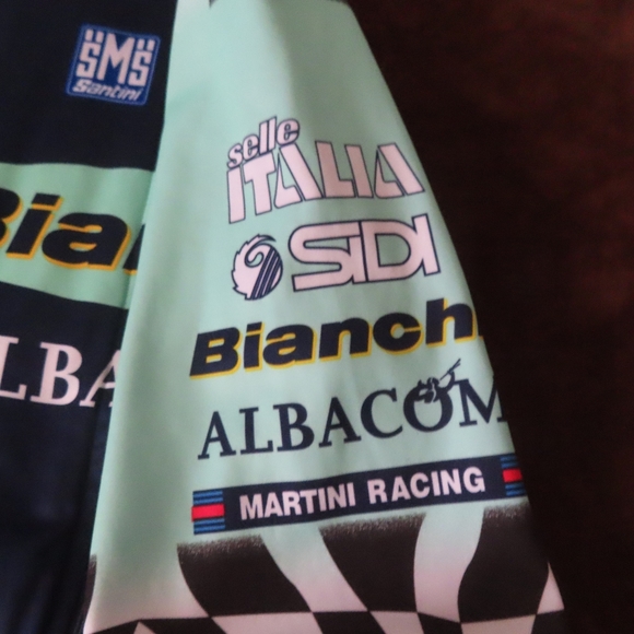 Vintage SMS Santini Bianchi Martini Racing full Zip Cycling Team Bike Jersey XL - Picture 3 of 9